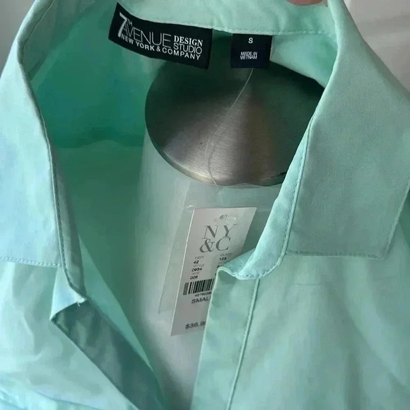 NWT size S teal NY&Co pullover 3/4 button up top - Picture 4 of 6